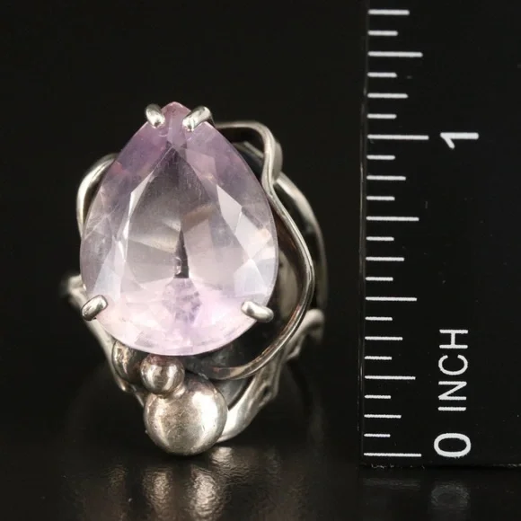 Sterling Silver Large Purple Sapphire Stone Statement Ring